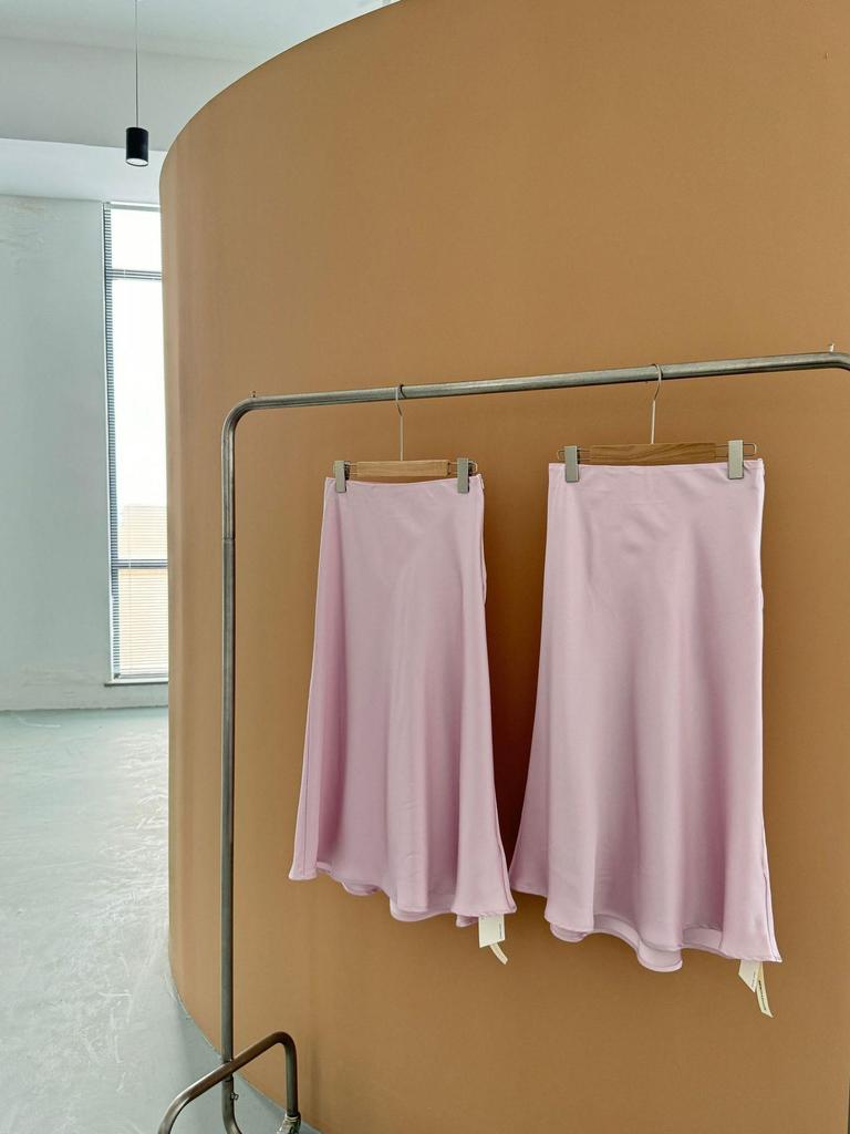 2024 Summer High-Waist Satin A-Line Drape Skirt for Women