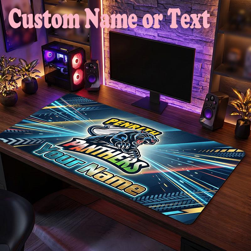 Penrith Panthers Customized Name Text Mouse Pad, Large Desk Mouse Mat Personalized Home Office Present