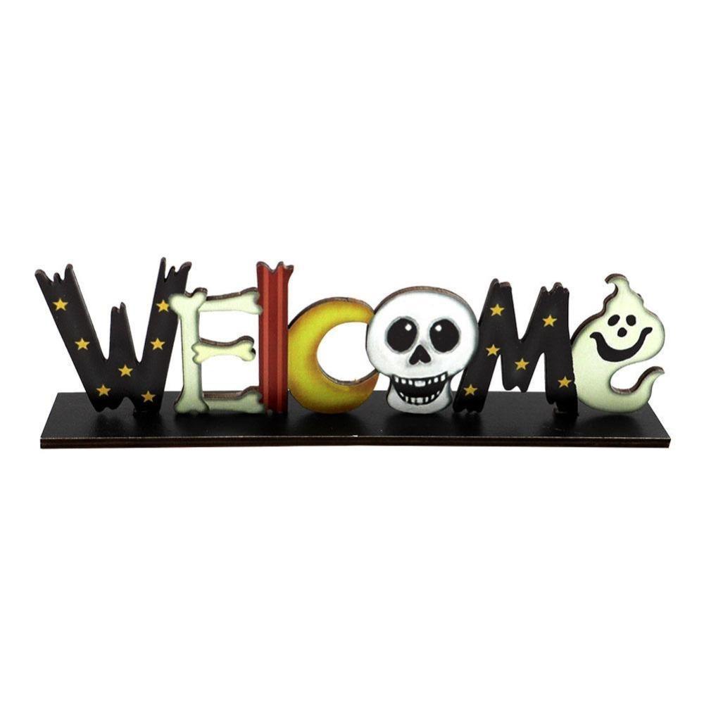 1pcs Halloween Wooden Decor Desk Ornament Party Supplies Atmosphere Prop Pumpkin Ghost Witch Decor Trick or Treat