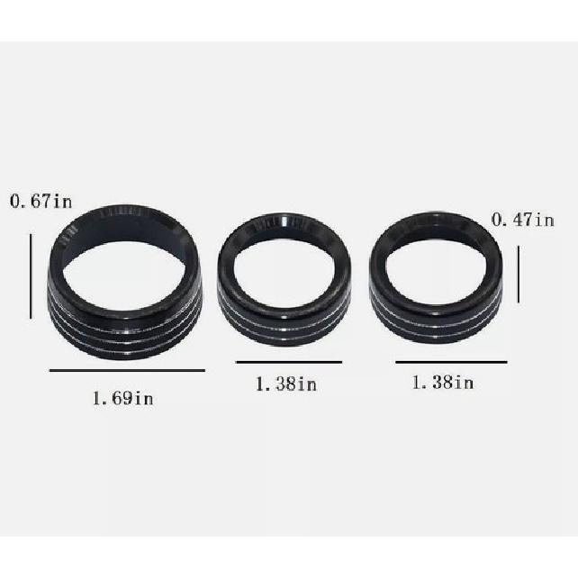 3PCS Black Climate Volume Turn Knob Ring Cover For 14-21 Jeep Grand Cherokee