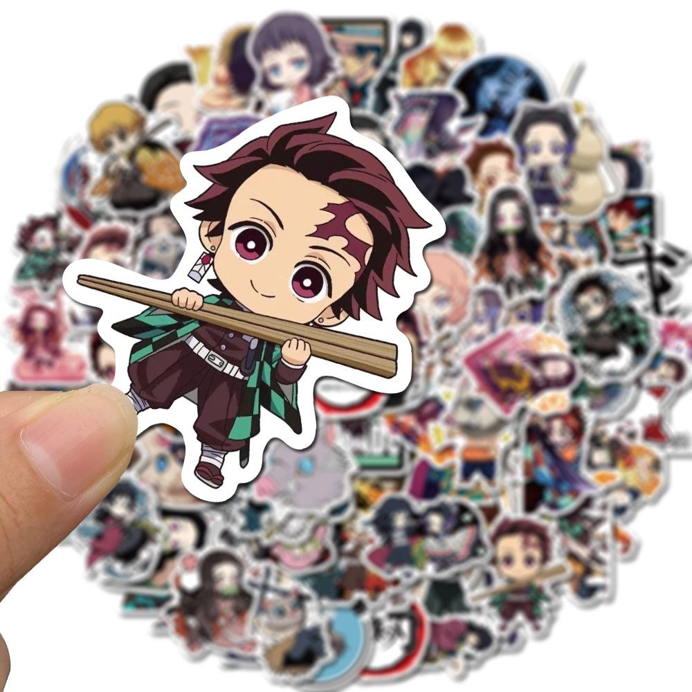 100pcs Anime Demon Slayer Cartoon Graffiti Stickers DIY Phone Guitar Laptop Notebook Suitcase Cup Waterproof Sticker Kids Toy