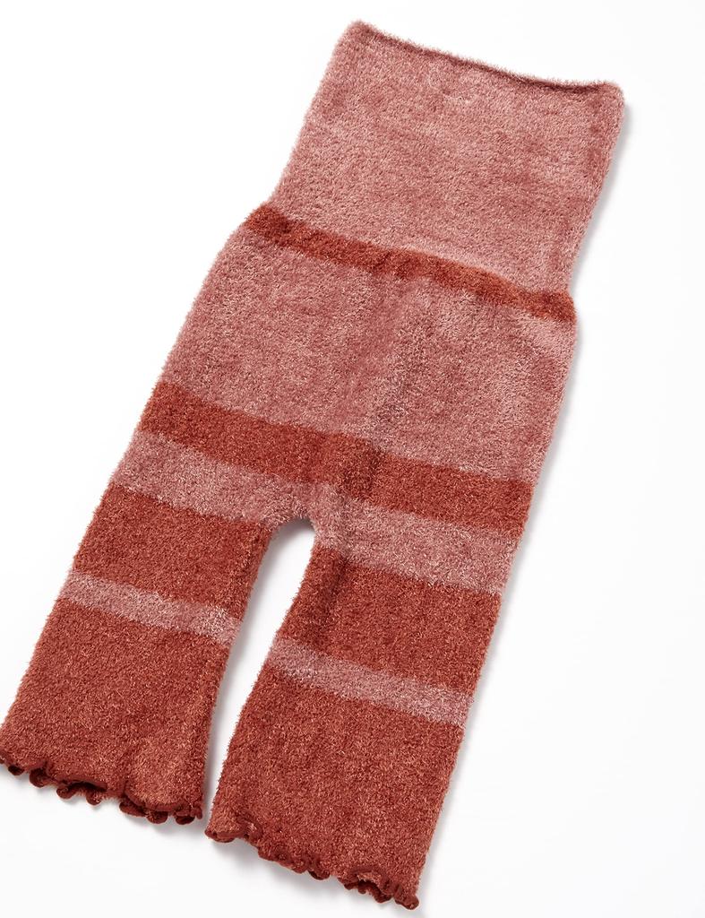 Warm and cozy length pants for stomach and 5-minute thighs, brick-colored, M-L