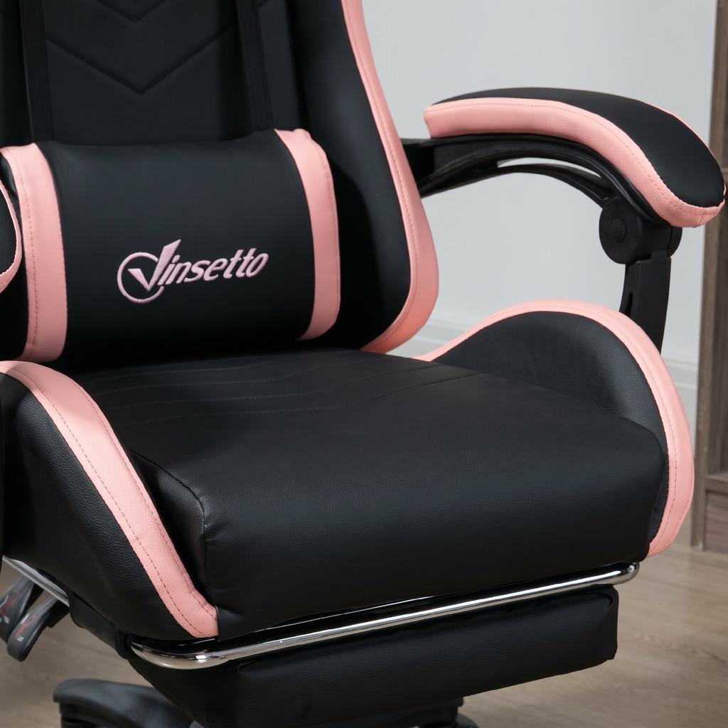 Office Chair, Gaming Chair, 1 Headrest, 1 Lumbar Support, Pink + Black