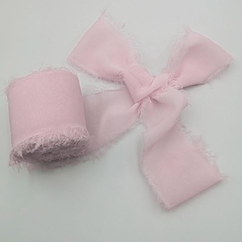 

3,8 см шифоновая прозрачная лента с бахромой ручной работы с бахромой для свадебных букетов из шелковой ленты для приглашения розовый