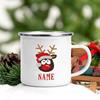 Personalized Mug Custom Deer with Name Cup Christmas Party Drink Hot Cocoa Juice Cups Handle Enamel Mugs Xmas Best Gift for Kids