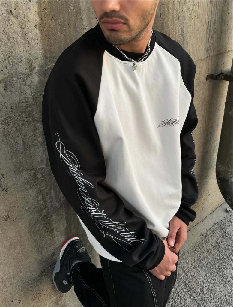 Minimalistisches Y2K-Stil Lockeres Rundhals-Langarm-T-Shirt