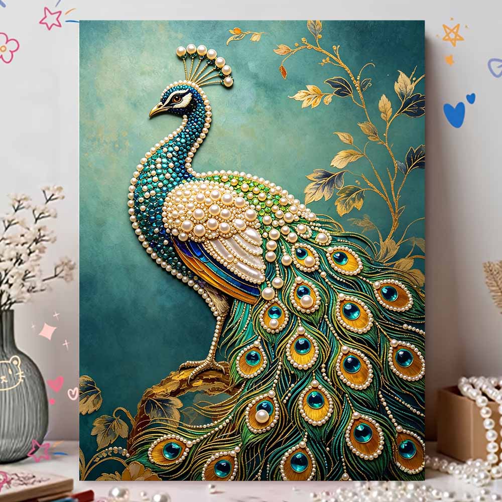 Pearl DIY Art Painting Peacock Design Handcrafted Picture Indoor Wall Ornament Relaxing Leisure Hobby Exquisite Home Decoration Gift