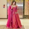 Zari-Embroidered Rani Pink Silk Anarkali Suit with Dupatta Set