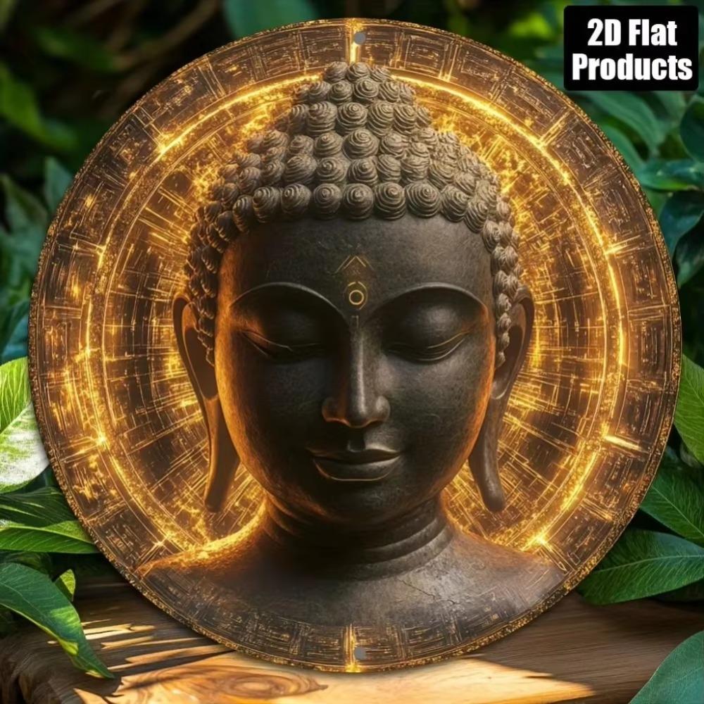 Vintage Buddha Metal Wall Art Home Bar Office Decor Plaque 40x30cm белый
