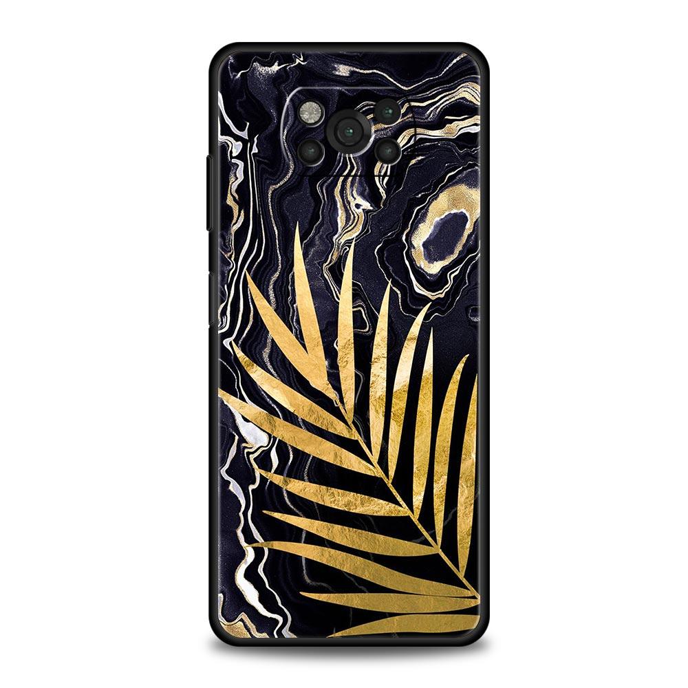 Black Gold marble tropic Phone Case For Xiaomi Poco X3 NFC M3 F3 F4 M4 X4 Mi Note 12T 12 Pro 10 11 Lite 10T 5G 11T 9T 11i Cover