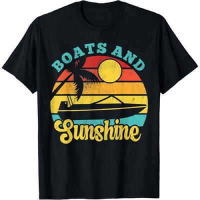 Boote Sonnenschein Retro Vintage Yacht Sonnenuntergang Bootsfahrer Kapitän T-Shirt für Männer Frauen Kinder