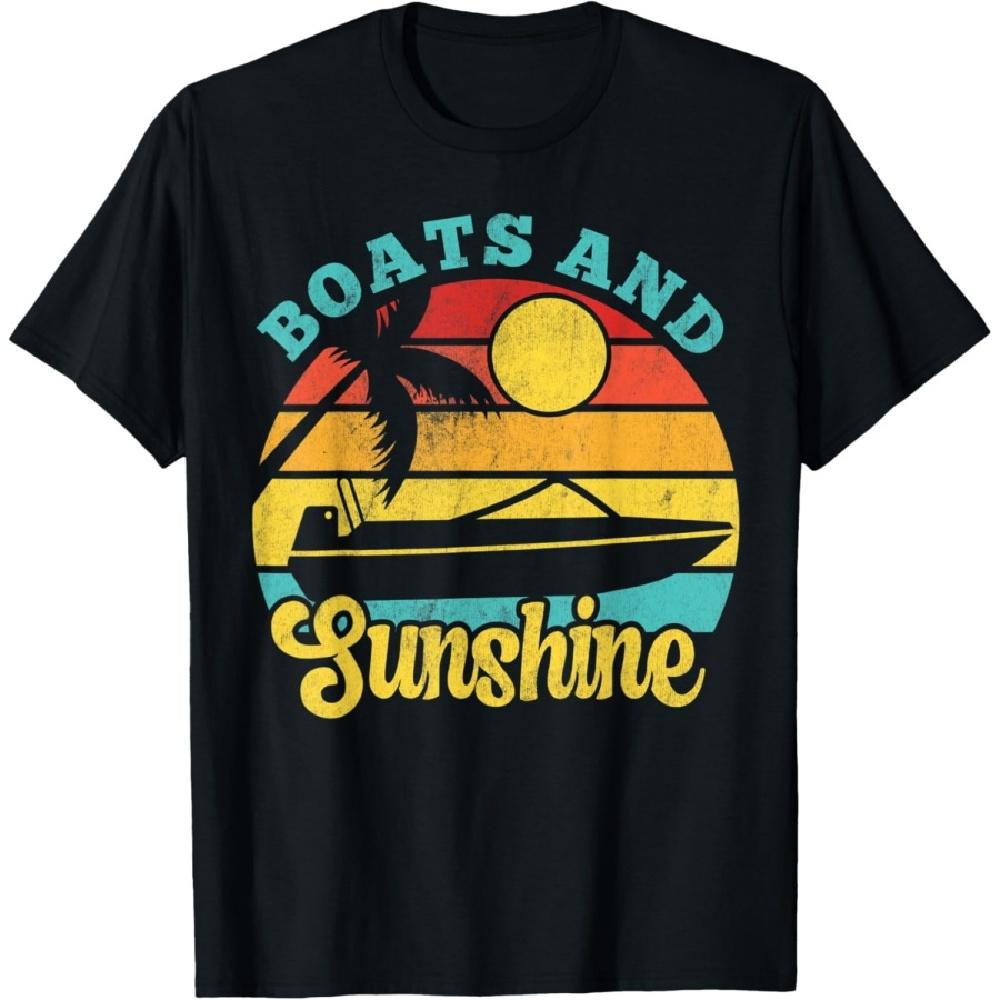 

Boats Sunshine Retro Vintage Yacht Sunset Boaters Captain T-Shirt for Men Women Kids S