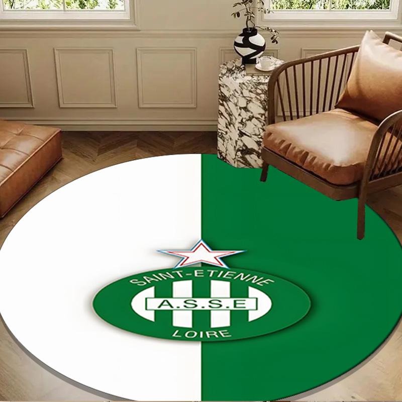 1PC Green Saint-Etienne Football  Round Rug for Livingroom,Bedroom, Palyroom, Chair Rug, Area rug, Circle Carpet, Large Size Fan Christmas gift