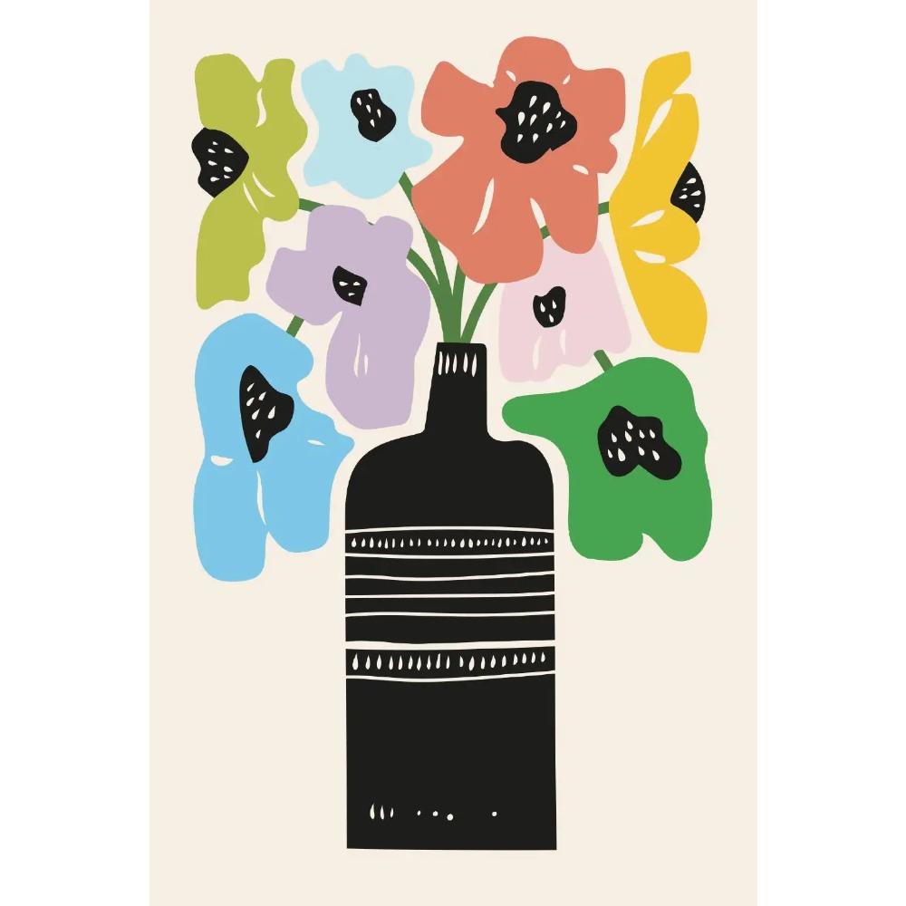 Bright Modern Plant And Flower Minimalist Poster Abstract Vase Leaves Prints Canvas Painting Wall Picture Home Living Room Decor