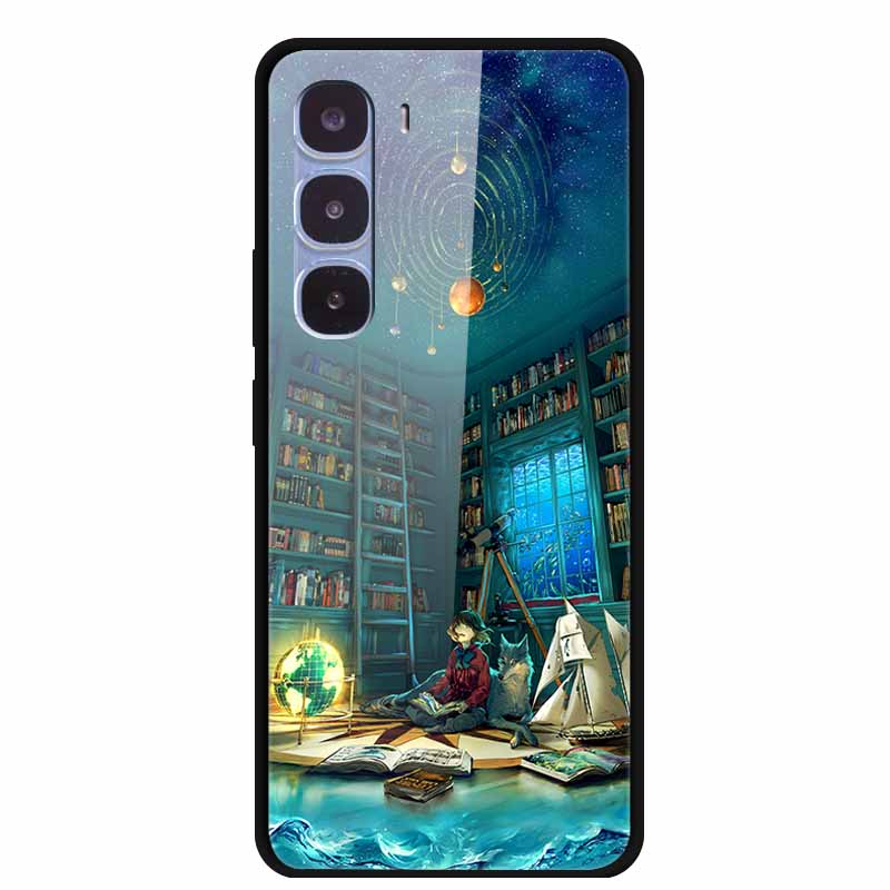 Funda de Lujo Para Infinix Hot 60 Pro X6885 Cubierta de Cristal Templado para Fundas de Teléfono Infinix Hot 60 Pro Animales de Moda Protectora Funda