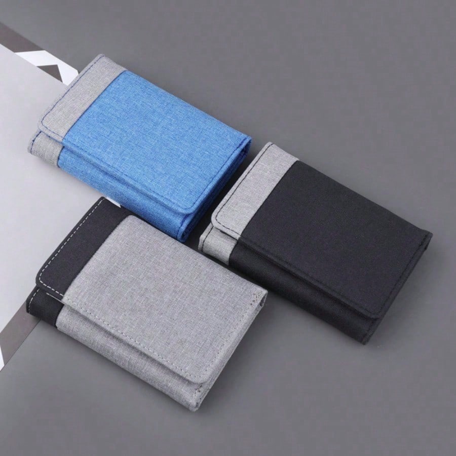 Canvas Wallet Short Men's Wallet Denim Contrast Small Wallet