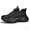 Scarpe da ginnastica traspiranti in rete stile papà, colore nero, stile mecha scuro, con rialzo, scarpe casual con lacci, scarpe con rialzo a suola spessa
