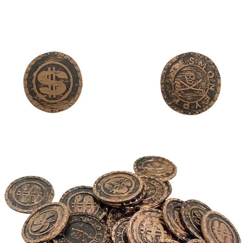 100ks plastových pirátských mincí Simulace herních mincí Dekorace na mince Prop