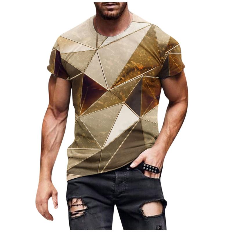 3D Geometry Print Pattern T Shirt Men Fashion Hip Hop T-shirt Harajuku Y2k Street Men's Summer Leisure Sports