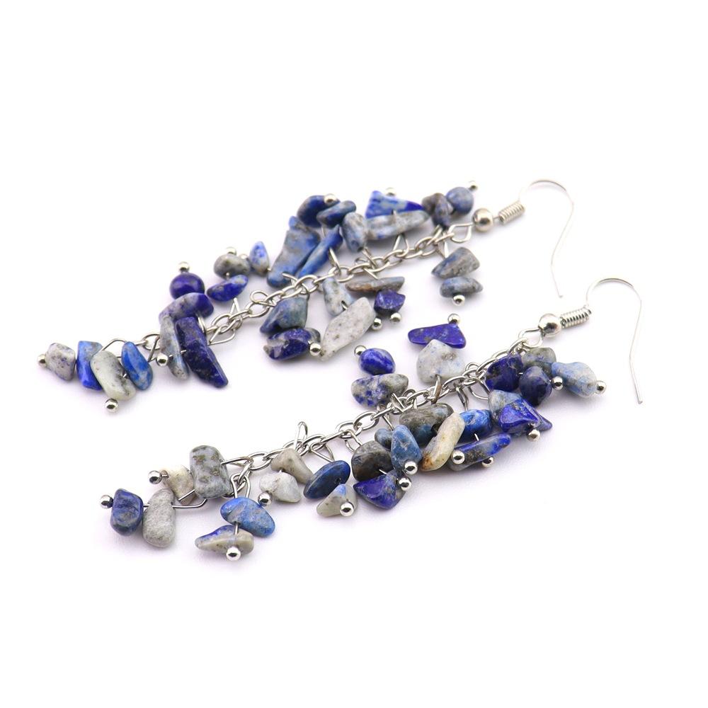 Tiktok Live Stream Supply Natural Crystal Stone Earrings, Pure Handmade Gravel Tassel Long Earrings Manufacturer E75