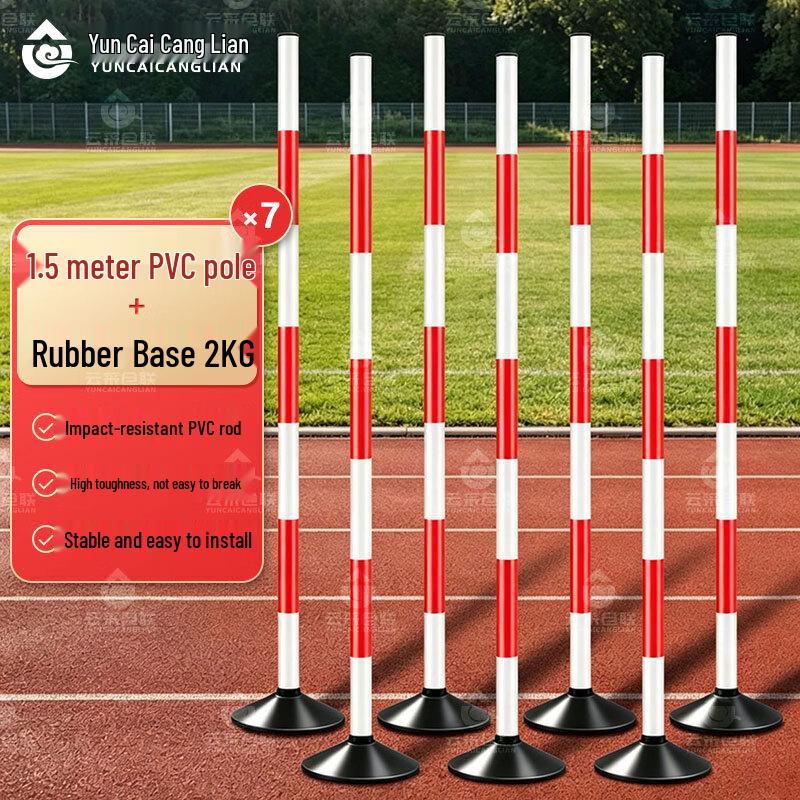 7-Pack Flexible PVC Agility Poles with 2kg Rubber Bases