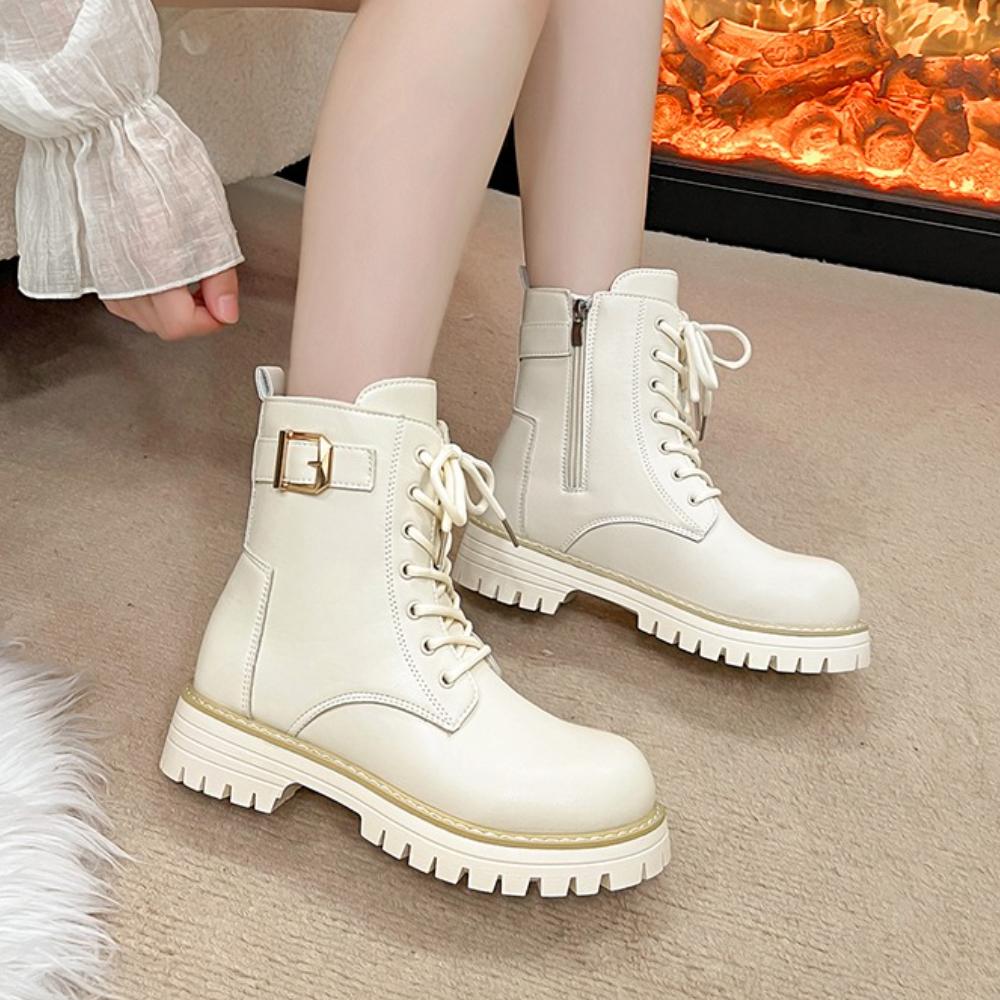 Women's Boots Autumn/winter Fashion Round Toe Side Zipper Square Heel Design Casual Comfortable Short Boots for Women