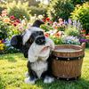 Puppy Figurine Planter Pot Decorative Small Bucket Planter with Cartoon Dog Statue for Desktop Office Windowsill
