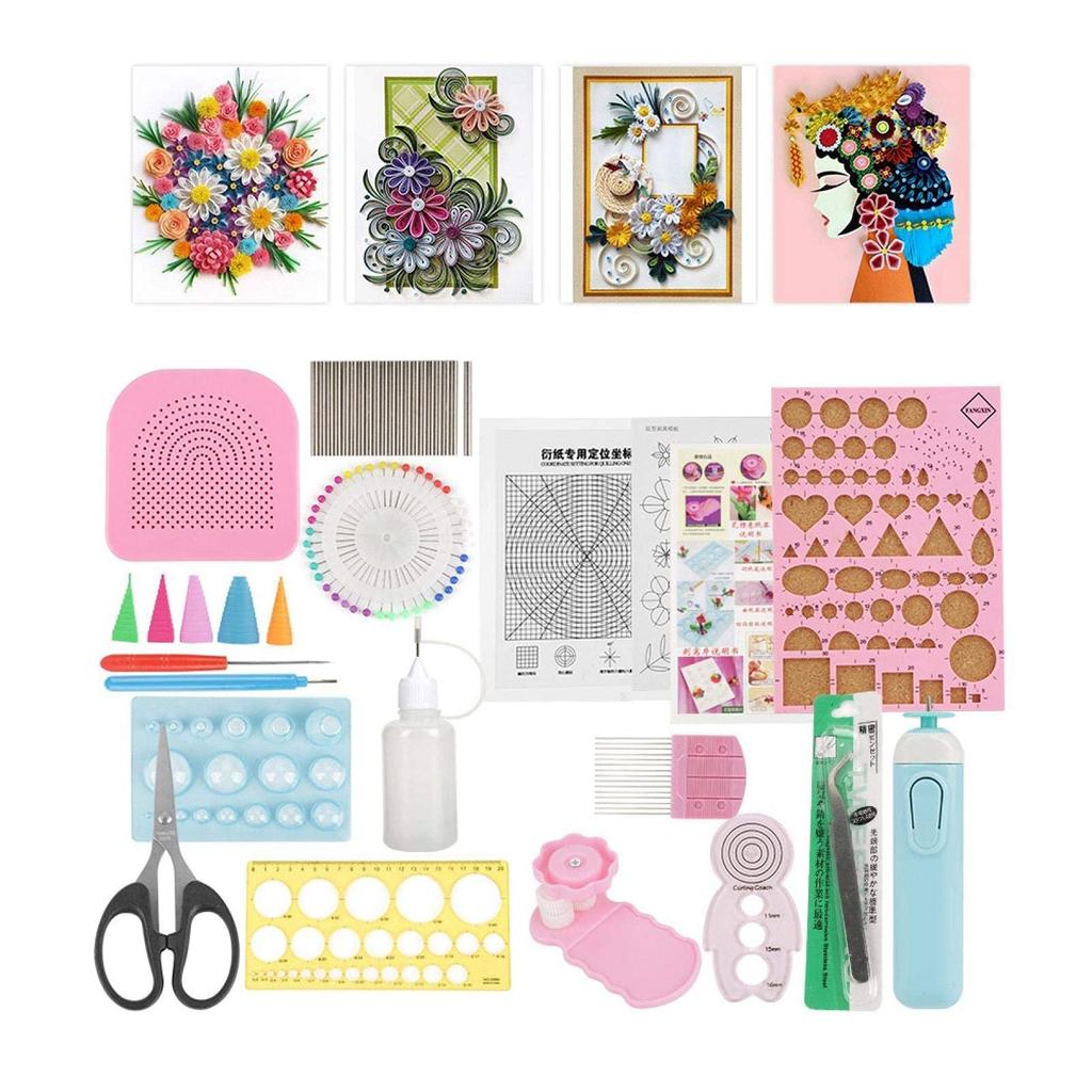 Quilling 24 Paper Paper Artificial Flower DIY Craft Quick Summer Party Decorations Kit, Pieces, Quilling, Art, Kit, Strips, Beginners, Hobby, Craft,