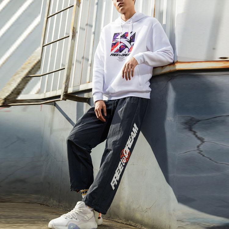 Anta Basketball Series Logo Print Loose Hoodie Men Hoodie White 152211743-1