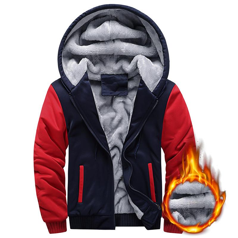 Autumn Winter Men's Casual Sports Suit Hooded Cardigan Plus Velvet Jacket Thick Sweater