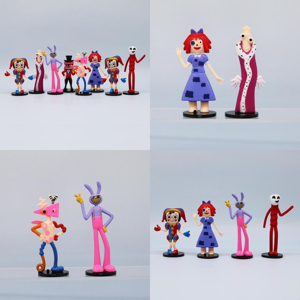 Magisches Zirkus-PVC-Figurenset: Hase, Clown, Cartoon-Kuchendekoration, 8 Figuren, 11 cm