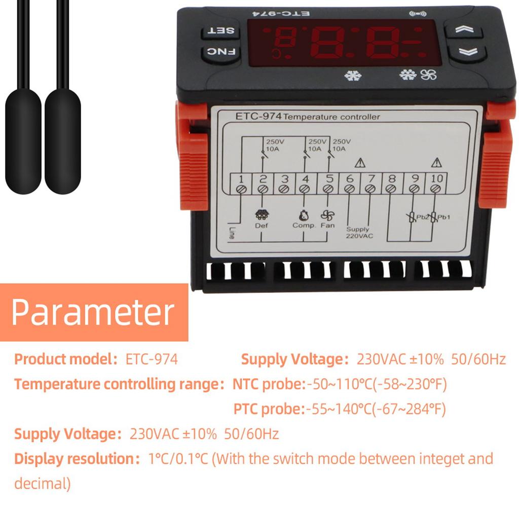 BHBL ETC-974 Digital Temperature Controller Microcomputer Thermostats Thermostat Refrigeration Alarm 220V Sensor