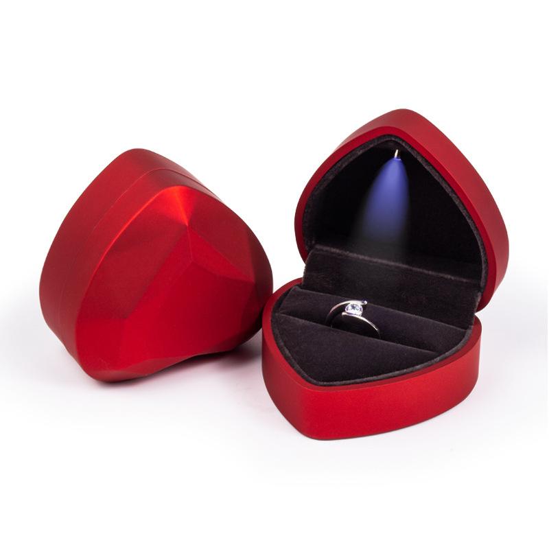 Heart-shaped Led Lighted Jewelry Box, Diamond Ring Gift Storage Packaging Box, Ring Box