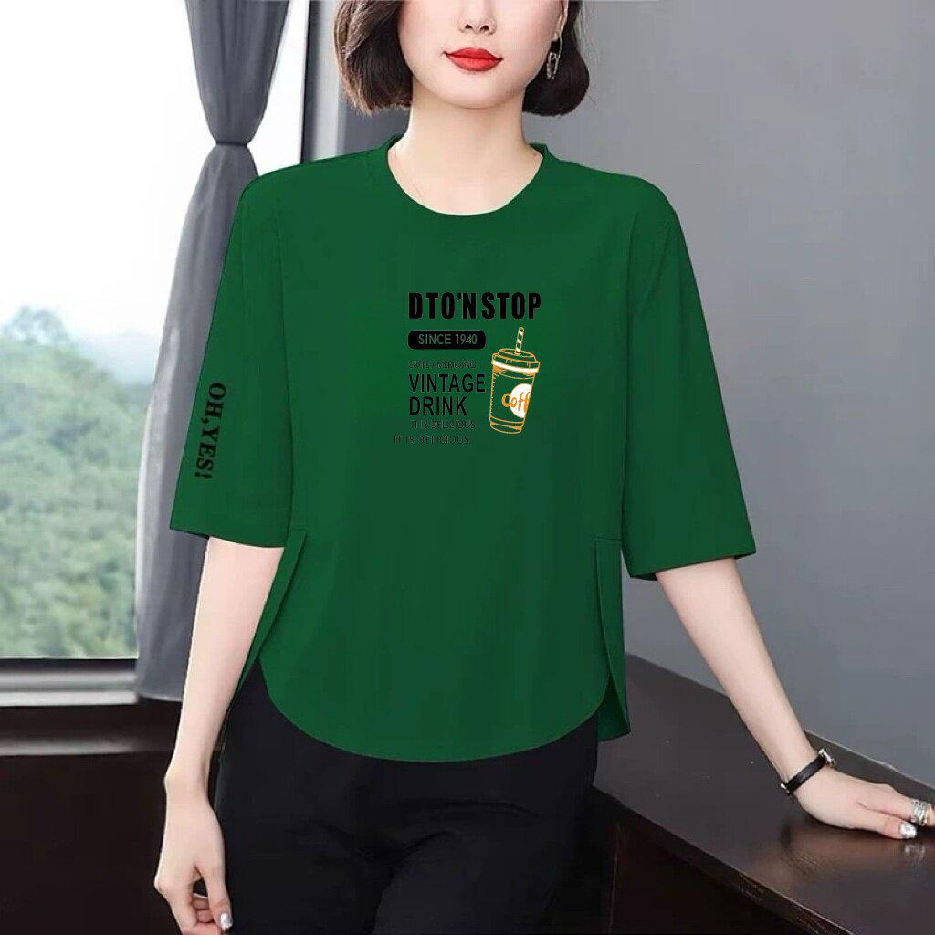 

Women s Casual Seven-Sleeve Letter Print T-shirt – Comfortable, Flattering, Stylish, Versatile, and Age-Reducing. Large