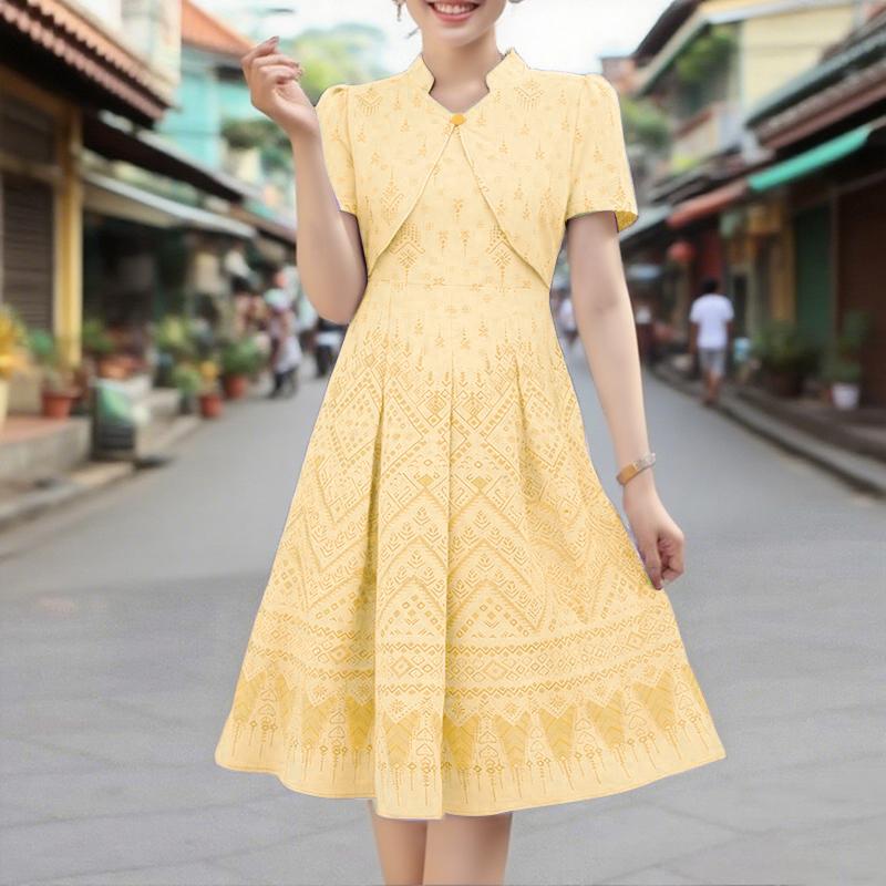 

ZANZEA Женское повседневное летнее платье с V-образным вырезом и коротким рукавом с принтом 5XL жёлтый