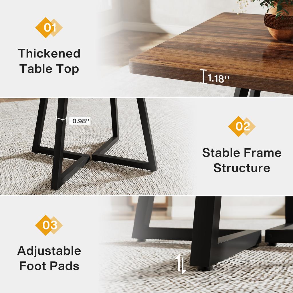 Tribesigns Square Dining Table, 31.5 Inch (80 Cm) Industrial Dining Table with Metal Base, Kitchen Table for Dining Room