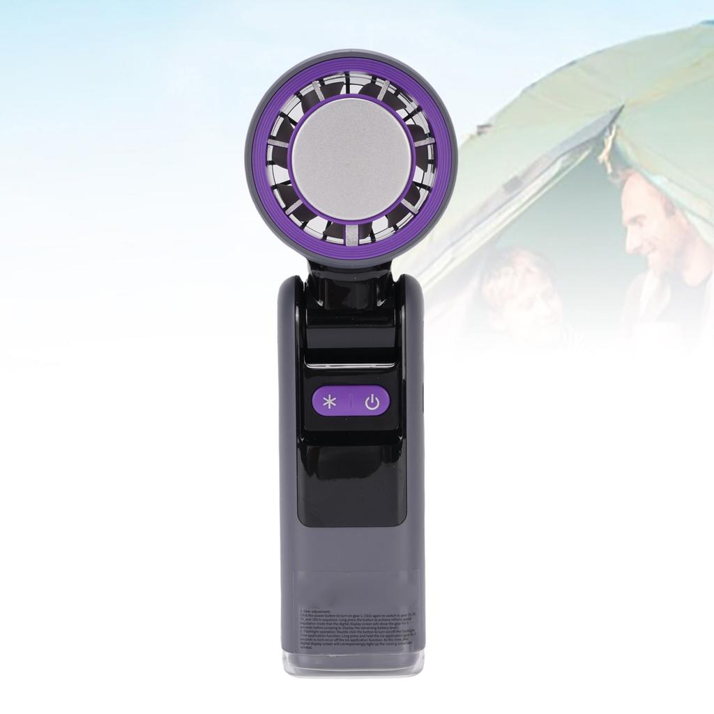 Ice Cooling Handheld Fan Rechargeable LED Digital Display 100 Speed Foldable Hand Turbine Fan with L