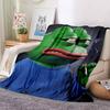 3D Cartoon Pepe Frosch Gesicht HD Weiche Flanelldecken, Überwurfdecke Bequeme Decke für Picknick Betten Sofa Haus Schlafzimmer Geschenke