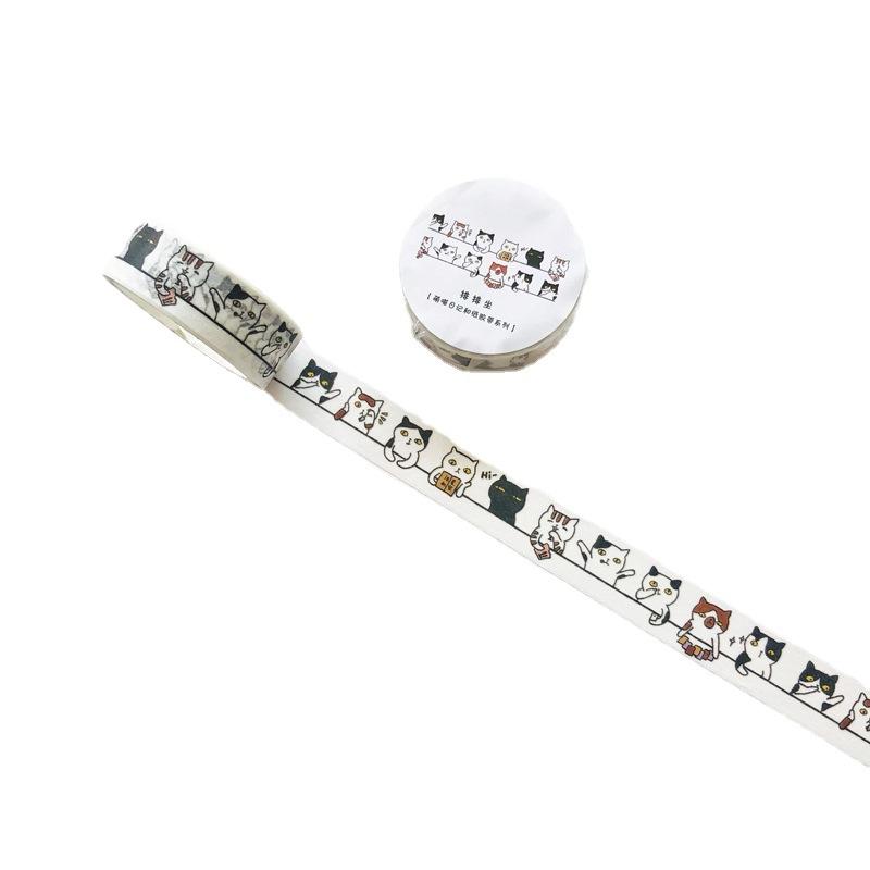1.5*500cm Creative and Cute Cats and Paper Tape Adhesive Diy Scrapbooking Diary Album Junk Journal Supplies