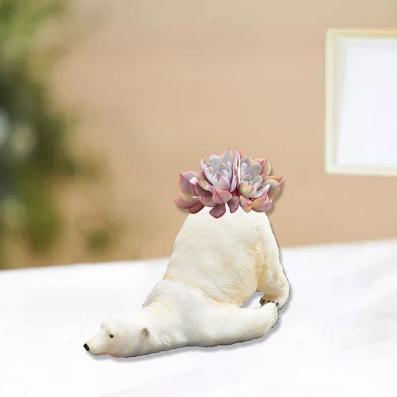 Arctic Bear Shaped  Planter Vase Moulds Cements Mould Silicone Material for Hand-Making Succulent Plant Flowerpots
