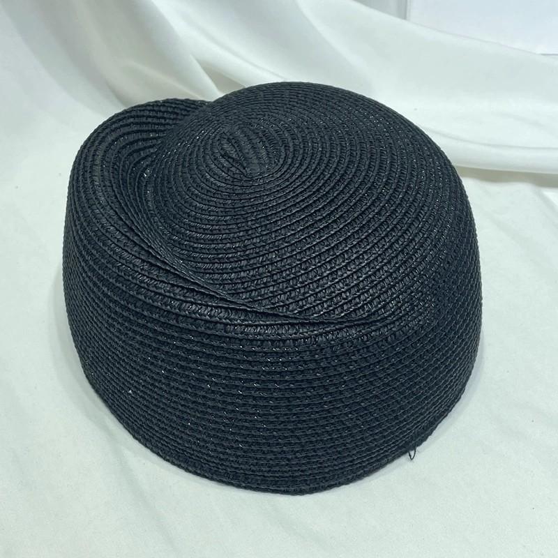Women New Classical Sun Hat Stylish Solid Color Pillbox Hat Beret Casual Painter Stewardess Straw Hat