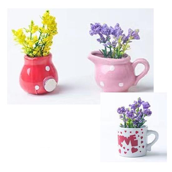 6/8Pcs Mini Ceramic Vase Refrigerator Magnet Home Office Kitchen Locker Fridge 3D Miniature Flower Vase Magnetic Decoration Ornament