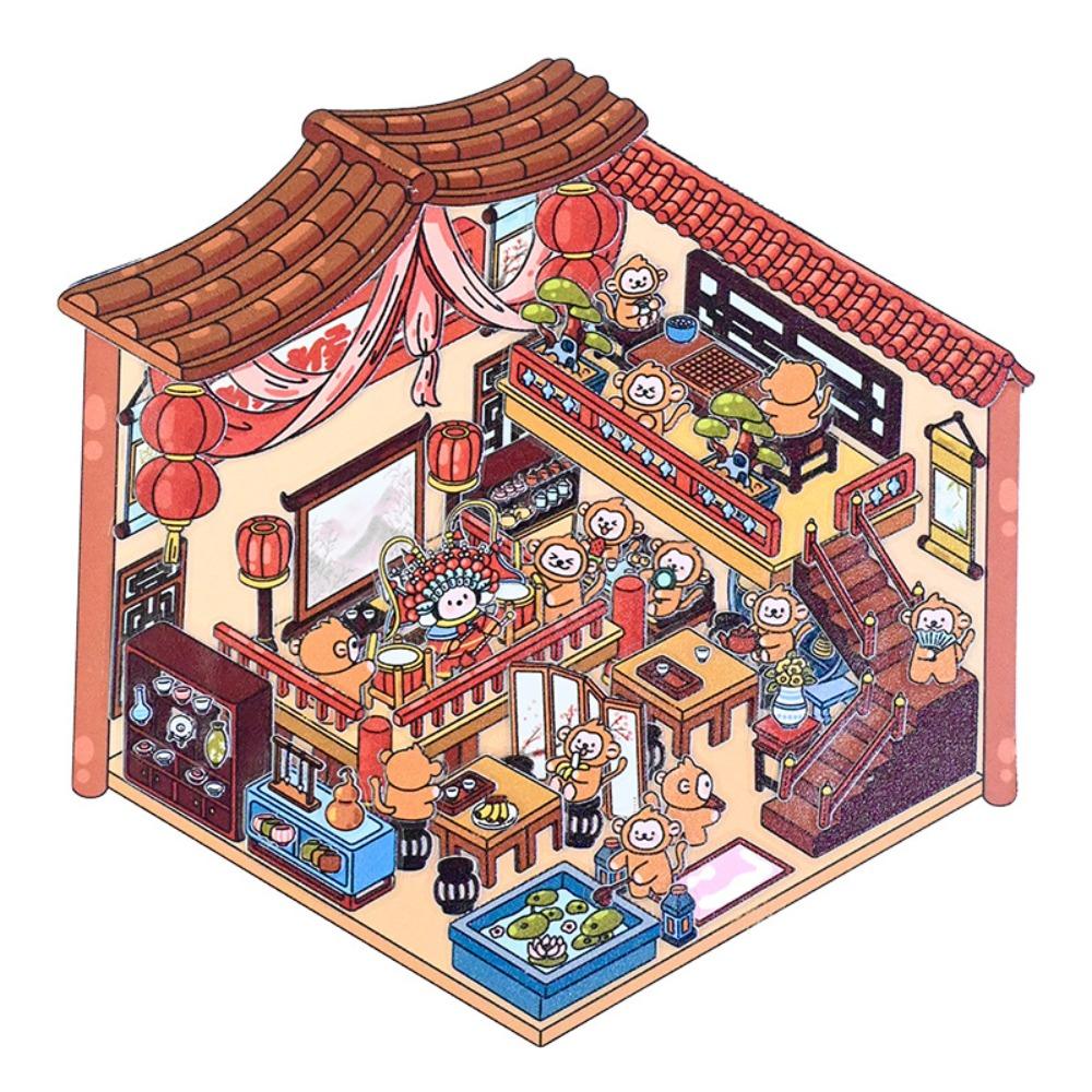 

DIY аксессуары Визуальная укладка наклейки Мультфильм Миниатюрные наклейки сцены Рождественский подарок Type 1