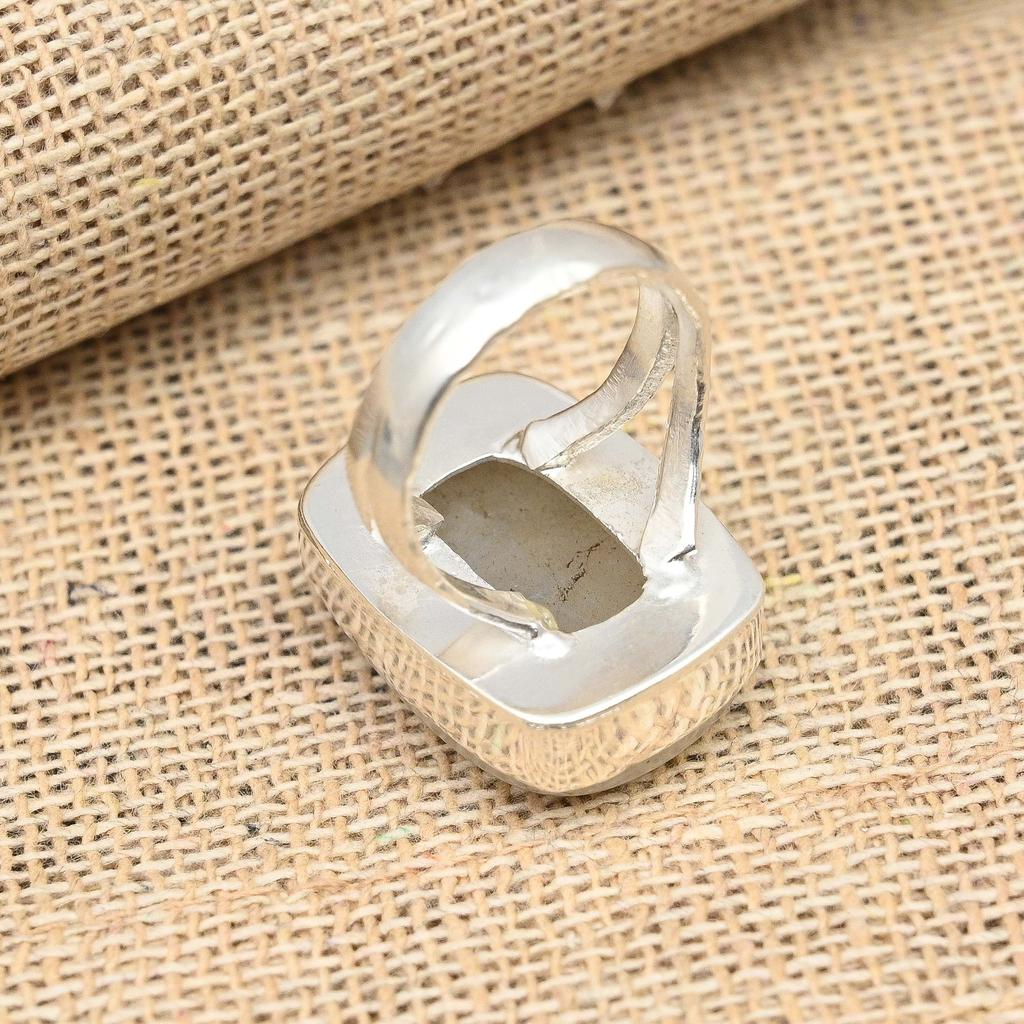 Rainbow Moonstone Gemstone Handmade 925 Sterling Silver Ring Jewelry