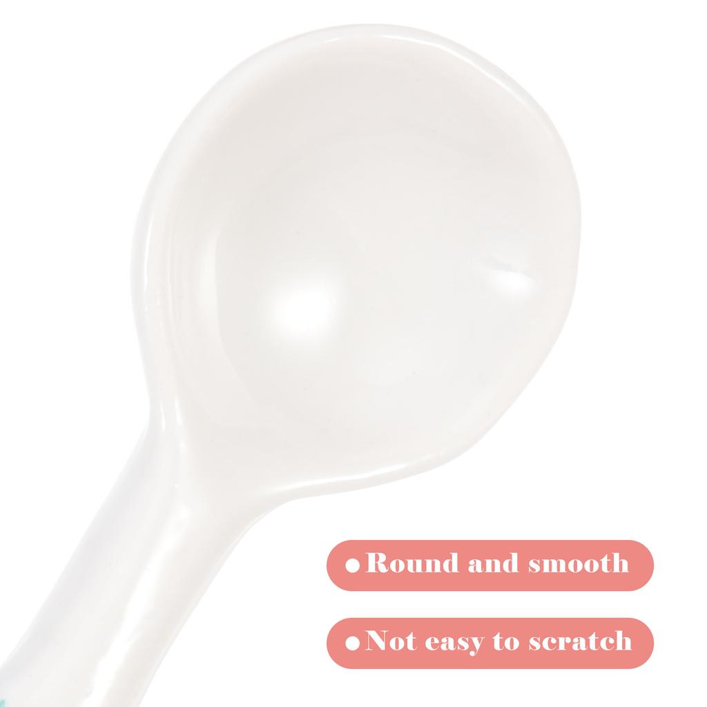2Pcs Tulip Shaped Porcelain Flower Spoon Long Handle Household Mixing Spoon Convenient Coffee Rice Mixing Accessory