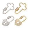 Decorative Buckle Cross Turnbuckle Clasp with Clear Rhinestones Easy Screw Locking Jewelry Connector Bracelets Necklaces Keychains DIY