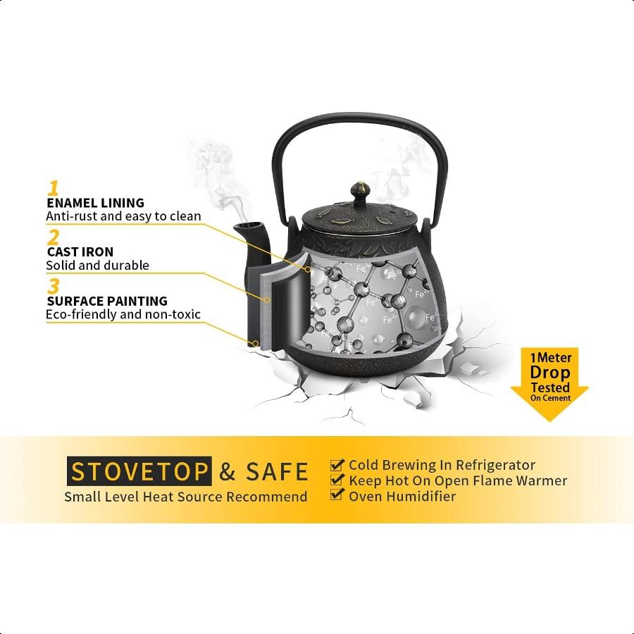 Mini Little Teapot Super Small Cast Iron Teapot for Stove Top PalmSized Japanese Stovetop Safe Tea Kettle with Infuser for 11 O