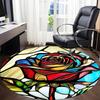 1pc Rose StainedGlass Office Round Area Rug, Under Office Chairs Bedroom Living Room Home Decor, Room Deco, Available In Various Sizes L1024370