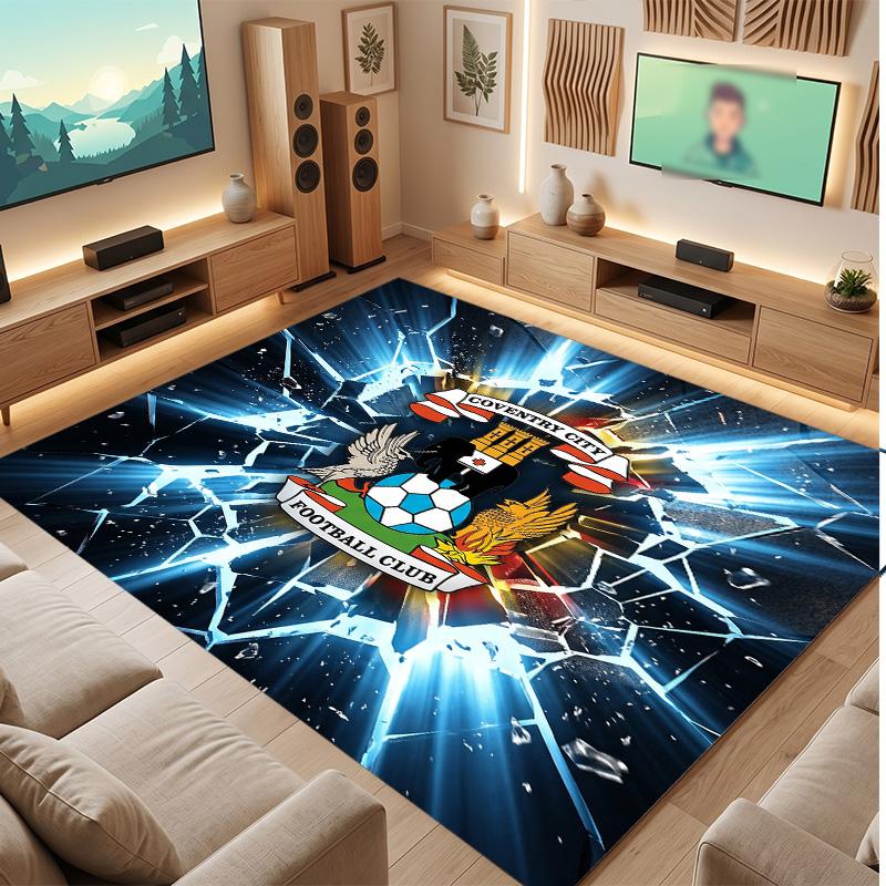 Tappeto in Velluto di Cristallo con Stampa del Coventry City Football, Comodo Assorbente d'Acqua Antiscivolo Tappeto per Pavimenti Interni
