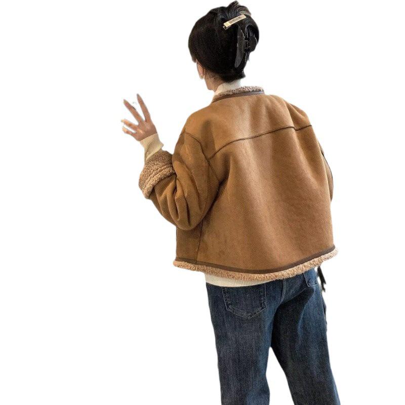 Winter 2023 Women's Short Loose Korean Style Fur Coat with Thickened Lamb Wool